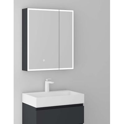 Mai & Mai Spiegelschrank Bad mit LED Beleuchtung 60x15x70 cm Badezimmerschrank mit 3 Spiegeltüren, Hängeschrank Badezimmerspiegel in Anthrazit matt, Spiegelschrank-04 Mai & Mai Spiegelschrank Bad mit LED Beleuchtung 60x15x70 cm Badezimmerschrank mit 3 Spiegeltüren, Hängeschrank Badezimmerspiegel in Anthrazit matt, Spiegelschrank-04
