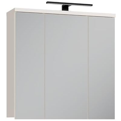 Forte VERIS Hängeschrank 70, Schlichter Badschrank mit Spiegel, 3-türig, Wandmontage, Badezimmer, Holzwerkstoff, Kaschmir Beige, 68,6 cm breit x 68,1 cm hoch x 20 cm tief Forte VERIS Hängeschrank 70, Schlichter Badschrank mit Spiegel, 3-türig, Wandmontage, Badezimmer, Holzwerkstoff, Kaschmir Beige, 68,6 cm breit x 68,1 cm hoch x 20 cm tief