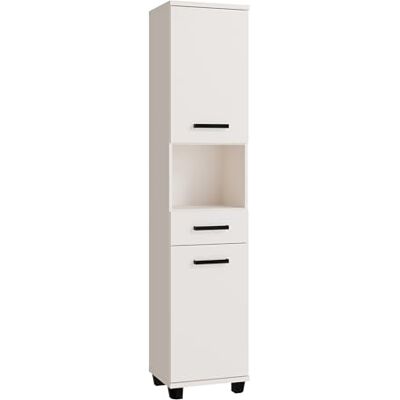 Forte VERIS Badezimmerschrank 40, moderner, hoher Schrank, 2 Türen, 1 Schublade, Kontrastgriffe und -Füße, Holzwerkstoff, Kaschmir Beige, 40,2 cm breit x 186,8 cm hoch x 34,8 cm tief Forte VERIS Badezimmerschrank 40, moderner, hoher Schrank, 2 Türen, 1 Schublade, Kontrastgriffe und -Füße, Holzwerkstoff, Kaschmir Beige, 40,2 cm breit x 186,8 cm hoch x 34,8 cm tief