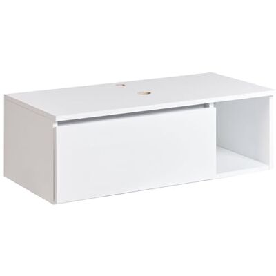 Beliani Hänge Waschbeckenunterschrank weiß 80x40 cm mit Klappe und Regal Rupanco Beliani Hänge Waschbeckenunterschrank weiß 80x40 cm mit Klappe und Regal Rupanco
