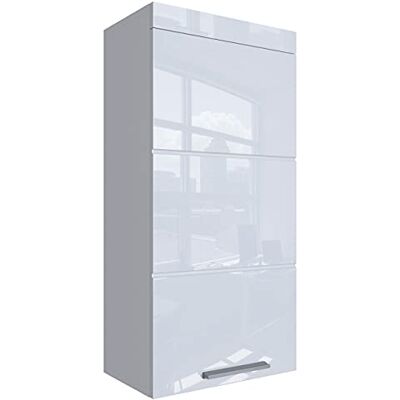 Newroom Hängeschrank Weiß Hochglanz Badezimmerschrank mit viel Stauraum 1 Tür, Bügelgriff silber, Wandschrank, Mehrzweckschrank, Haushaltsschrank, für kleine Bäder und Gäste-WC Newroom Hängeschrank Weiß Hochglanz Badezimmerschrank mit viel Stauraum 1 Tür, Bügelgriff silber, Wandschrank, Mehrzweckschrank, Haushaltsschrank, für kleine Bäder und Gäste-WC
