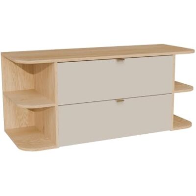 Unique Waschbeckenunterschrank mit Nischen – Beige und Natur hell – 120 cm – Lavena Unique Waschbeckenunterschrank mit Nischen – Beige und Natur hell – 120 cm – Lavena