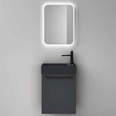 Mai & Mai Waschtisch mit Unterschrank BxTxH 46x26x63cm inkl. LED-Spiegel Badmöbelset für Gäste WC, Waschbeckenunterschrank in Anthrazit Matt und Waschbecken Anthrazit matt Pisa Mai & Mai Waschtisch mit Unterschrank BxTxH 46x26x63cm inkl. LED-Spiegel Badmöbelset für Gäste WC, Waschbeckenunterschrank in Anthrazit Matt und Waschbecken Anthrazit matt Pisa