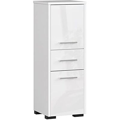AKORD Badezimmerschrank schmal FIN 30 cm mit 2 Türen und 1 Schublade Schränke Badezimmer Kommode B30 x H85 x T30 cm Gewicht 15,25 kg Weiß/Weiß Hochglanz AKORD Badezimmerschrank schmal FIN 30 cm mit 2 Türen und 1 Schublade Schränke Badezimmer Kommode B30 x H85 x T30 cm Gewicht 15,25 kg Weiß/Weiß Hochglanz