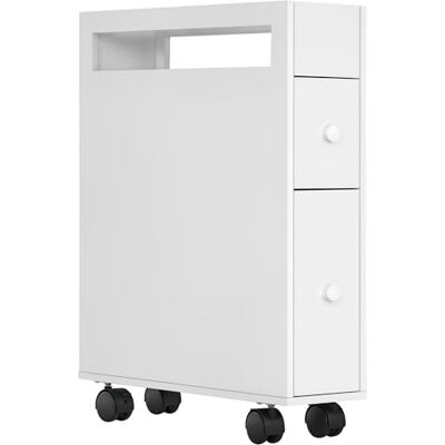 kleankin - Badezimmerschrank mit Rollen - Weiß kleankin - Badezimmerschrank mit Rollen - Weiß