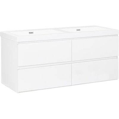 Beliani Waschtischunterschrank mit Doppelwaschbecken 120x46cm weiß Wandmontage Cardiel Beliani Waschtischunterschrank mit Doppelwaschbecken 120x46cm weiß Wandmontage Cardiel