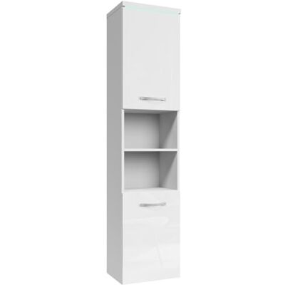 Badplaats Paso Badezimmer Schrank - Seitenschrank, Weiß Glänzend Badplaats Paso Badezimmer Schrank - Seitenschrank, Weiß Glänzend