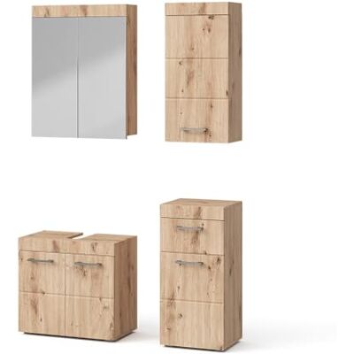 Vicco Luna Badezimmermöbel-Set - Wotan Eiche, 4-teilig, Wandspiegel Vicco Luna Badezimmermöbel-Set - Wotan Eiche, 4-teilig, Wandspiegel