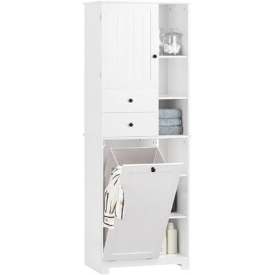 SoBuy Wäscheschrank mit Wäschekorb, 6 Ablagen & 2 Schubladen, 171cm Schmaler Badschrank mit 6 Ablagen und 2 Schubladen für Wäsche, Handtücher und Pflegeartikel Ideal für Badnischen. BZR104-W SoBuy Wäscheschrank mit Wäschekorb, 6 Ablagen & 2 Schubladen, 171cm Schmaler Badschrank mit 6 Ablagen und 2 Schubladen für Wäsche, Handtücher und Pflegeartikel Ideal für Badnischen. BZR104-W