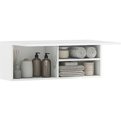 HOMCOM Badezimmerschrank mit Klapptür Gasdruckfeder 80 x 25 x 30 cm Weiß Hängeschrank, Wandschrank, Badschrank, Einlegeboden HOMCOM Badezimmerschrank mit Klapptür Gasdruckfeder 80 x 25 x 30 cm Weiß Hängeschrank, Wandschrank, Badschrank, Einlegeboden