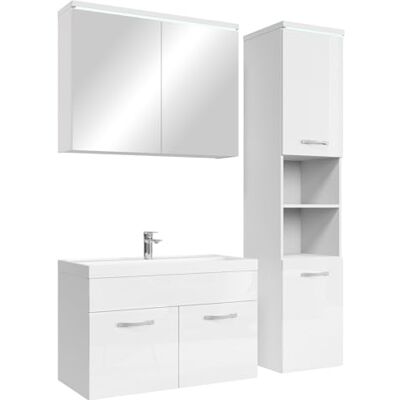BADPLAATS Paso 80cm Badezimmer-Set - Weiß Hochglanz, LED-Beleuchtung, Selbstmontage BADPLAATS Paso 80cm Badezimmer-Set - Weiß Hochglanz, LED-Beleuchtung, Selbstmontage