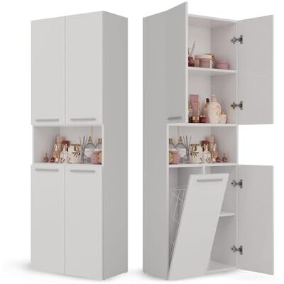 CDF Badezimmerschrank Bad Schrank Mit Wäschekorb Weiß Badschrank Mehrzweckschrank Badregal Stehend Hochschrank Offene Regale Tür Bodenschrank Allzweckschrank 1 Wäschekorb 174x60x30 CDF Badezimmerschrank Bad Schrank Mit Wäschekorb Weiß Badschrank Mehrzweckschrank Badregal Stehend Hochschrank Offene Regale Tür Bodenschrank Allzweckschrank 1 Wäschekorb 174x60x30