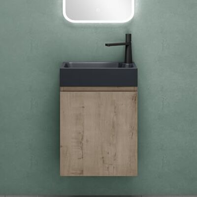 Mai & Mai Badmöbelset Waschtisch mit Unterschrank Eiche Greige 46x26x63cm Badezimmermöbel für Gäste WC, inkl. Waschbecken aus Mineralguss in Anthrazit Matt Pisa02 Mai & Mai Badmöbelset Waschtisch mit Unterschrank Eiche Greige 46x26x63cm Badezimmermöbel für Gäste WC, inkl. Waschbecken aus Mineralguss in Anthrazit Matt Pisa02