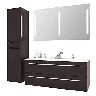 Jokey Sieper I Badmöbel Set Libato, Doppelwaschtisch mit Unterschrank 120 x 50 cm, Hochschrank und Badspiegel I Anthrazit Jokey Sieper I Badmöbel Set Libato, Doppelwaschtisch mit Unterschrank 120 x 50 cm, Hochschrank und Badspiegel I Anthrazit