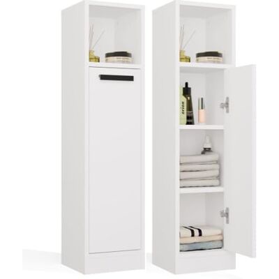 CDF Hochschrank Badschrank Seitenschrank Badezimmer Tür Boden Stehend Weiß 4 Einlegeböden, 16 mm Spanplatte, 25,5x24x102 cm, Selbstmontage, 2 Jahre Garantie, 11,5 kg Gewicht, modern, schmal, praktisch CDF Hochschrank Badschrank Seitenschrank Badezimmer Tür Boden Stehend Weiß 4 Einlegeböden, 16 mm Spanplatte, 25,5x24x102 cm, Selbstmontage, 2 Jahre Garantie, 11,5 kg Gewicht, modern, schmal, praktisch