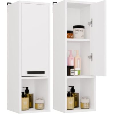 CDF Hochschrank Badschrank Seitenschrank Badezimmer Tür Boden Hängend Weiß 3 Einlegeböden, 16 mm Spanplatte, matt, 25,5x24x82 cm, Selbstmontage, 2 Jahre Garantie, 9 kg Gewicht, praktisch, platzsparend CDF Hochschrank Badschrank Seitenschrank Badezimmer Tür Boden Hängend Weiß 3 Einlegeböden, 16 mm Spanplatte, matt, 25,5x24x82 cm, Selbstmontage, 2 Jahre Garantie, 9 kg Gewicht, praktisch, platzsparend