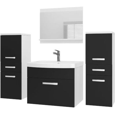 B BELINI GROUP Belini PRIM4 Waschbeckenunterschrank Badschrank 120cm Schwarz Matt Badmöbel-Set in Schwarz Matt, wandhängende Montage, Soft-Close-Mechanismus, FSC-Holzwerkstoff, inkl. Waschbecken & Spiegel B BELINI GROUP Belini PRIM4 Waschbeckenunterschrank Badschrank 120cm Schwarz Matt Badmöbel-Set in Schwarz Matt, wandhängende Montage, Soft-Close-Mechanismus, FSC-Holzwerkstoff, inkl. Waschbecken & Spiegel