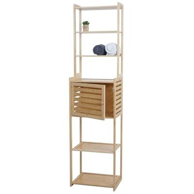 Mendler Bambus Regal HWC-O74 Türe Staufächer 165x42x30cm Badschrank, Badezimmerschrank Mendler Bambus Regal HWC-O74 Türe Staufächer 165x42x30cm Badschrank, Badezimmerschrank