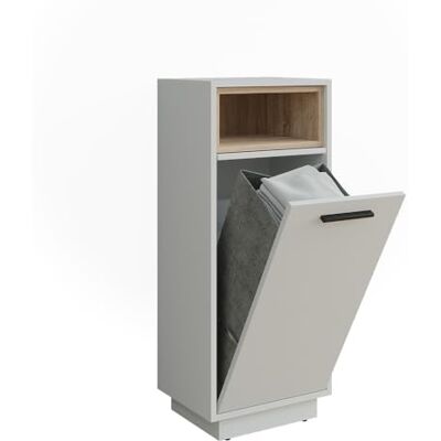 Vicco Wäscheschrank Beatrice, Weiß/Sonoma, 38 x 93 cm 1 Tür · 1 Ablagefach · Mit kippbarem Wäschekorb · Kompakte Wäscheaufbewahrung · Übersichtliche Aufbewahrung Vicco Wäscheschrank Beatrice, Weiß/Sonoma, 38 x 93 cm 1 Tür · 1 Ablagefach · Mit kippbarem Wäschekorb · Kompakte Wäscheaufbewahrung · Übersichtliche Aufbewahrung