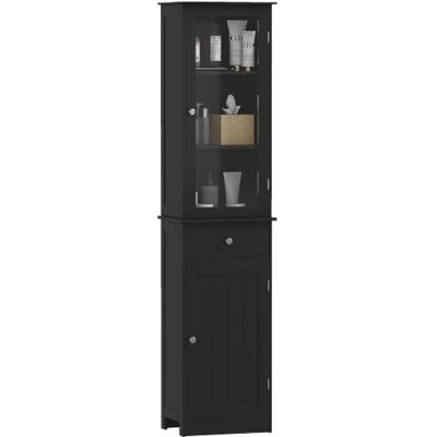 kleankin 68" Badezimmerschrank mit Schublade & verstellb. Regale Schwarz Schlanker freistehender Badezimmer-Aufbewahrungsschrank, Acryl-Tür, für kleine Räume, Waschküche, Waschraum kleankin 68" Badezimmerschrank mit Schublade & verstellb. Regale Schwarz Schlanker freistehender Badezimmer-Aufbewahrungsschrank, Acryl-Tür, für kleine Räume, Waschküche, Waschraum