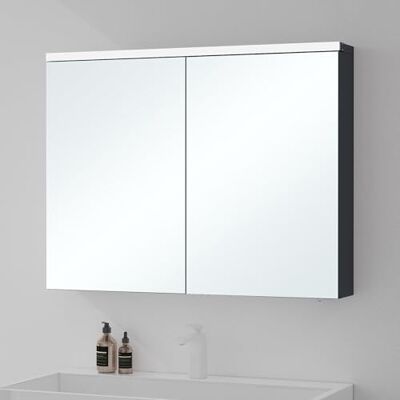 Mai & Mai Spiegelschrank Bad mit LED Beleuchtung 90x15x70 cm Badezimmerschrank in Anthrazit matt, Hängeschrank Bad Badezimmerspiegel, Spiegelschrank-03 Mai & Mai Spiegelschrank Bad mit LED Beleuchtung 90x15x70 cm Badezimmerschrank in Anthrazit matt, Hängeschrank Bad Badezimmerspiegel, Spiegelschrank-03