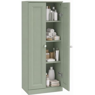 HOMCOM Schmaler Badezimmerschrank mit 2 Türen und 4 Ebenen, Hellgrün Schlanker Badschrank, freistehend für Bad, Wohnzimmer oder Küche, platzsparend, 38 x 26 x 97 cm HOMCOM Schmaler Badezimmerschrank mit 2 Türen und 4 Ebenen, Hellgrün Schlanker Badschrank, freistehend für Bad, Wohnzimmer oder Küche, platzsparend, 38 x 26 x 97 cm
