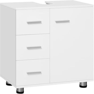 EUGAD Waschbeckenunterschrank, Badezimmerschrank mit 3 Schubladen, 2 Fächer hinter Tür, verstellbare Ablage, Badezimmer Unterschrank, Waschtischunterschrank weiß, 60x60x30 cm EUGAD Waschbeckenunterschrank, Badezimmerschrank mit 3 Schubladen, 2 Fächer hinter Tür, verstellbare Ablage, Badezimmer Unterschrank, Waschtischunterschrank weiß, 60x60x30 cm