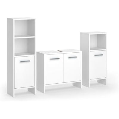 Vicco Badmöbel-Set Karli, Weiß 63.8 cm besteht aus Waschbeckenunterschrank, Spiegelschrank und Hochschrank Vicco Badmöbel-Set Karli, Weiß 63.8 cm besteht aus Waschbeckenunterschrank, Spiegelschrank und Hochschrank