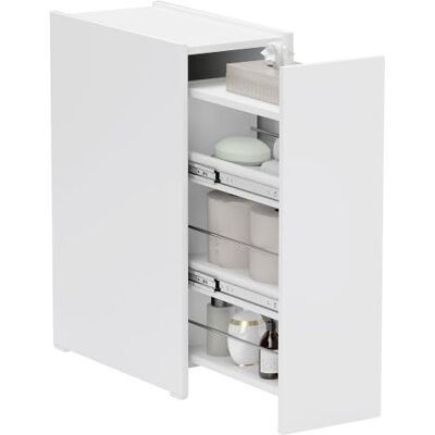 HOMCOM Nischenschrank mit Schublade Badschrank 47 x 25 x 66,5 cm Weiß Toilettenschrank, 4 Tiefe Fächer, Schmaler Beistellschrank mit Rad, Badezimmerschrank, Badezimmer, Kleine Räume, Wohnzimmer HOMCOM Nischenschrank mit Schublade Badschrank 47 x 25 x 66,5 cm Weiß Toilettenschrank, 4 Tiefe Fächer, Schmaler Beistellschrank mit Rad, Badezimmerschrank, Badezimmer, Kleine Räume, Wohnzimmer