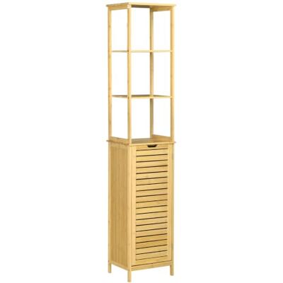 kleankin Badezimmerschrank Badschrank 3 Offene Fächer 34x30x173 cm Natur Hochschrank, 1 Schrank, Bambus Aufbewahrungsschrank, Für Badezimmer, Wohnzimmer kleankin Badezimmerschrank Badschrank 3 Offene Fächer 34x30x173 cm Natur Hochschrank, 1 Schrank, Bambus Aufbewahrungsschrank, Für Badezimmer, Wohnzimmer