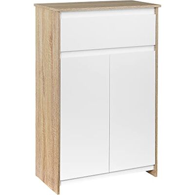kleankin Badezimmerschrank Badkommode Küchenschrank Badregal Standschrank mit 2 Innenablagen und Einer großen Schublade kippsicheres Design elegant MDF Naturholz+Weiß 60 x 30 x 90 cm kleankin Badezimmerschrank Badkommode Küchenschrank Badregal Standschrank mit 2 Innenablagen und Einer großen Schublade kippsicheres Design elegant MDF Naturholz+Weiß 60 x 30 x 90 cm