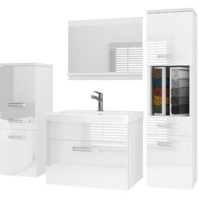 B BELINI GROUP Belini PRIP5 Waschbeckenunterschrank Badschrank 120cm Weiß Hochglanz Badmöbel-Set in Weiß Hochglanz, wandhängende Montage, Soft-Close-Mechanismus, FSC-Holzwerkstoff, inkl. Waschbecken & Spiegel B BELINI GROUP Belini PRIP5 Waschbeckenunterschrank Badschrank 120cm Weiß Hochglanz Badmöbel-Set in Weiß Hochglanz, wandhängende Montage, Soft-Close-Mechanismus, FSC-Holzwerkstoff, inkl. Waschbecken & Spiegel