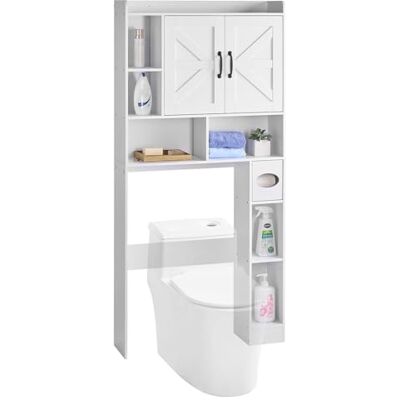 VEVOR Toilettenschrank Badezimmerschrank mit Doppeltür & verstellbarem Regal, platzsparender 4-stöckiger Badschrank über der Toilette mit offenem Regal, 1680x785x195 mm Aufbewahrungsschrank weiß VEVOR Toilettenschrank Badezimmerschrank mit Doppeltür & verstellbarem Regal, platzsparender 4-stöckiger Badschrank über der Toilette mit offenem Regal, 1680x785x195 mm Aufbewahrungsschrank weiß