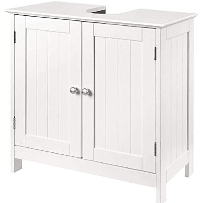 BAKAJI Waschbeckenunterschrank,Unterschrank,Badezimmerschrank mit 2 Türen, Badschrank Badregal Waschtisch Holz Weiß Bad waschbecken 60 x 60 x 30 cm BAKAJI Waschbeckenunterschrank,Unterschrank,Badezimmerschrank mit 2 Türen, Badschrank Badregal Waschtisch Holz Weiß Bad waschbecken 60 x 60 x 30 cm