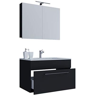 VCM Schwarzes Badezimmermöbel-Set - 3-teilig, 60cm VCM Schwarzes Badezimmermöbel-Set - 3-teilig, 60cm