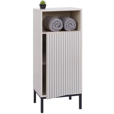 Mendler Kommode HWC-O42 MDF Melamin 98x39x30cm Holzoptik beige Badezimmerkommode, Badschrank, Schrank, mit 1 Tür, 3 Staufächer Mendler Kommode HWC-O42 MDF Melamin 98x39x30cm Holzoptik beige Badezimmerkommode, Badschrank, Schrank, mit 1 Tür, 3 Staufächer