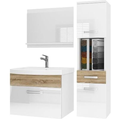 B BELINI GROUP Belini PRIPM3 Waschbeckenunterschrank Badschrank 90cm Weiß-Sonoma Eiche Badmöbel-Set in Weiß-Sonoma Eiche, wandhängende Montage, Soft-Close-Mechanismus, FSC-Holzwerkstoff, Waschbecken & Spiegel B BELINI GROUP Belini PRIPM3 Waschbeckenunterschrank Badschrank 90cm Weiß-Sonoma Eiche Badmöbel-Set in Weiß-Sonoma Eiche, wandhängende Montage, Soft-Close-Mechanismus, FSC-Holzwerkstoff, Waschbecken & Spiegel
