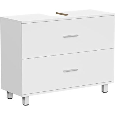 HOMCOM Waschbeckenunterschrank mit 2 Schubladen 80 x 30 x 60 cm Weiß Badezimmerschrank, Geteilter Oberer Schublade, Waschtischunterschrank, Badezimmer Unterschrank HOMCOM Waschbeckenunterschrank mit 2 Schubladen 80 x 30 x 60 cm Weiß Badezimmerschrank, Geteilter Oberer Schublade, Waschtischunterschrank, Badezimmer Unterschrank