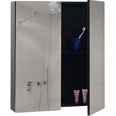 Mendler Spiegelschrank HWC-B19b 70x60x16cm schwarz Badschrank, Hängeschrank, 2 Regalböden, Hochglanz, FSC®-Zertifiziert Mendler Spiegelschrank HWC-B19b 70x60x16cm schwarz Badschrank, Hängeschrank, 2 Regalböden, Hochglanz, FSC®-Zertifiziert