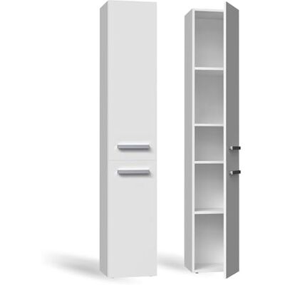 CDF Badezimmerschrank Badschrank Schmal Hoch, Bad-Hochschrank ohne Wäschekorb Breite: 31 cm, Badezimmermöbel Aufbewahrungsschrank für kleine Räume Badregal WC Flur Weiß 30x31x174 cm NEL-II CDF Badezimmerschrank Badschrank Schmal Hoch, Bad-Hochschrank ohne Wäschekorb Breite: 31 cm, Badezimmermöbel Aufbewahrungsschrank für kleine Räume Badregal WC Flur Weiß 30x31x174 cm NEL-II