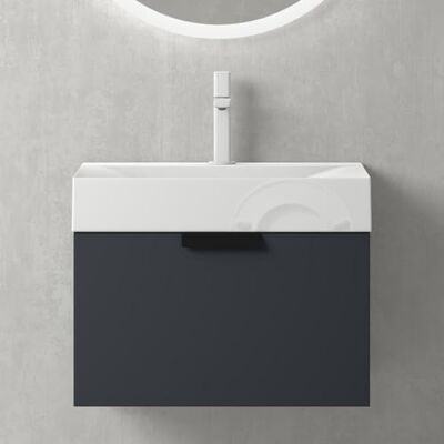 Mai & Mai Waschbecken mit Unterschrank 60 cm, Waschtisch Badmöbel-Set Waschbeckenunterschrank hängend mit Soft-Close-Schublade, Mineralguss-Waschbecken und Aluminiumgriff, ohne LED-Spiegel Lonato Mai & Mai Waschbecken mit Unterschrank 60 cm, Waschtisch Badmöbel-Set Waschbeckenunterschrank hängend mit Soft-Close-Schublade, Mineralguss-Waschbecken und Aluminiumgriff, ohne LED-Spiegel Lonato