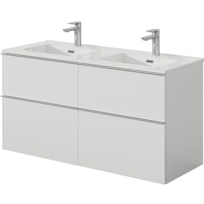 Bernstein Badmöbel-Set Lavoa 120cm bestehend aus Doppel-Waschbecken und Unterschrank mit 4 Schubladen, Waschbeckenunterschrank in Weiß matt, Griff in Chrom- 5 Jahre Garantie Waschtisch in Weiß Bernstein Badmöbel-Set Lavoa 120cm bestehend aus Doppel-Waschbecken und Unterschrank mit 4 Schubladen, Waschbeckenunterschrank in Weiß matt, Griff in Chrom- 5 Jahre Garantie Waschtisch in Weiß