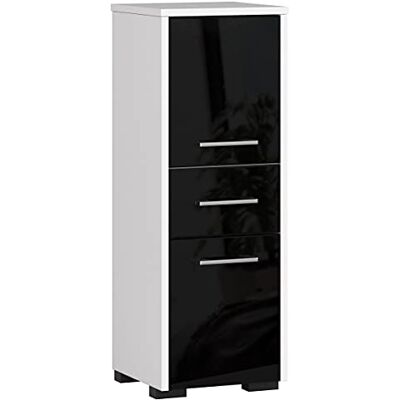 AKORD Badezimmerschrank schmal FIN 30 cm mit 2 Türen und 1 Schublade Schränke Badezimmer Kommode B30 x H85 x T30 cm Gewicht 15,25 kg Weiß/Schwarz Glanz AKORD Badezimmerschrank schmal FIN 30 cm mit 2 Türen und 1 Schublade Schränke Badezimmer Kommode B30 x H85 x T30 cm Gewicht 15,25 kg Weiß/Schwarz Glanz