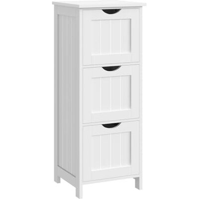 WOLTU Badezimmerschrank, Badschrank mit 3 Schubladen, 32 x 30 x 81 cm, Weiß Badezimmermöbel für kleine Räume, für Badezimmer, Wohnzimmer, Schlafzimmer, Esszimmer, Küche, Modern BZS123ws WOLTU Badezimmerschrank, Badschrank mit 3 Schubladen, 32 x 30 x 81 cm, Weiß Badezimmermöbel für kleine Räume, für Badezimmer, Wohnzimmer, Schlafzimmer, Esszimmer, Küche, Modern BZS123ws