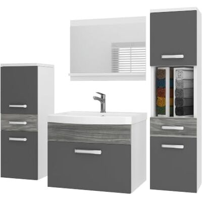 B BELINI GROUP Belini PRIPM5 Waschbeckenunterschrank Badschrank 120cm Grau-Glamour Holz Badmöbel-Set in Grau-Glamour Holz, wandhängende Montage, Soft-Close-Mechanismus, FSC-Holzwerkstoff, Waschbecken & Spiegel B BELINI GROUP Belini PRIPM5 Waschbeckenunterschrank Badschrank 120cm Grau-Glamour Holz Badmöbel-Set in Grau-Glamour Holz, wandhängende Montage, Soft-Close-Mechanismus, FSC-Holzwerkstoff, Waschbecken & Spiegel