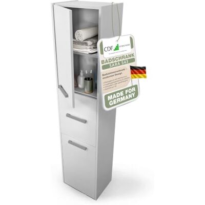 CDF Hochschrank SCHMAL HOCH-Schrank Badschrank 40 cm Breit Badezimmerschrank Nischenschrank Badmöbel für Kosmetik Handtücher Badezimmer Bad WC Toilette Flur Stehend Weiß 30x40x170 CDF Hochschrank SCHMAL HOCH-Schrank Badschrank 40 cm Breit Badezimmerschrank Nischenschrank Badmöbel für Kosmetik Handtücher Badezimmer Bad WC Toilette Flur Stehend Weiß 30x40x170