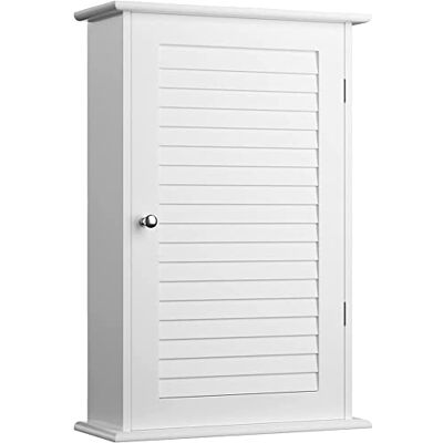 BAKAJI Schrank Schrank für Badezimmer, Wand, Einzeltür, Zwei Etagen, modernes Design, platzsparend, Innenregale, Holz, Farbe: Weiß, Maße: 40 x 6 x 60 cm BAKAJI Schrank Schrank für Badezimmer, Wand, Einzeltür, Zwei Etagen, modernes Design, platzsparend, Innenregale, Holz, Farbe: Weiß, Maße: 40 x 6 x 60 cm