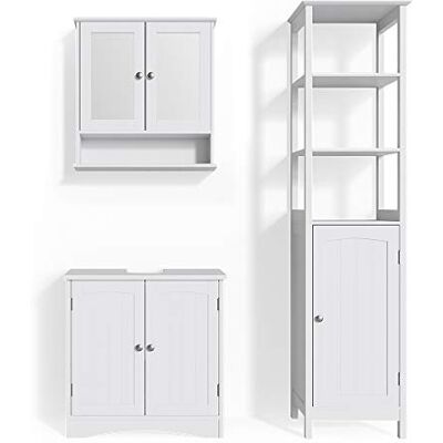 Vicco Badmöbel-Set Bianco, Weiß 60 cm besteht aus Waschbeckenunterschrank, Spiegelschrank und Hochschrank Vicco Badmöbel-Set Bianco, Weiß 60 cm besteht aus Waschbeckenunterschrank, Spiegelschrank und Hochschrank