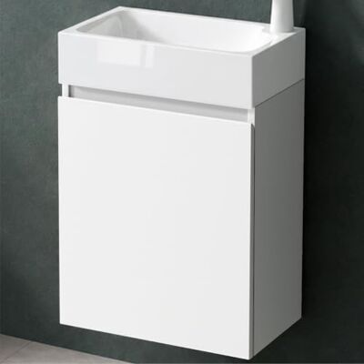 Mai & Mai Waschtisch mit Unterschrank 46x26x63cm Weiß matt Badmöbelset für Gäste WC, Badezimmermöbel Pisa02 Mai & Mai Waschtisch mit Unterschrank 46x26x63cm Weiß matt Badmöbelset für Gäste WC, Badezimmermöbel Pisa02
