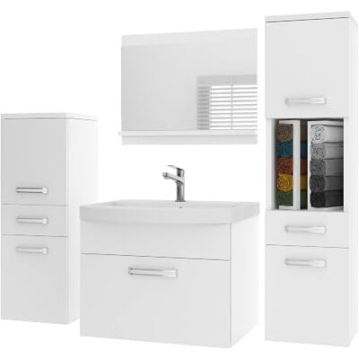 B BELINI GROUP Belini PRIM5 Waschbeckenunterschrank Badschrank 120cm Weiß Matt Badmöbel-Set in Weiß Matt, wandhängende Montage, Soft-Close-Mechanismus, FSC-Holzwerkstoff, inkl. Waschbecken & Spiegel B BELINI GROUP Belini PRIM5 Waschbeckenunterschrank Badschrank 120cm Weiß Matt Badmöbel-Set in Weiß Matt, wandhängende Montage, Soft-Close-Mechanismus, FSC-Holzwerkstoff, inkl. Waschbecken & Spiegel